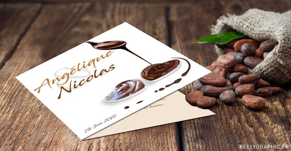 Faire-part mariage Coeur chocolat Faire-part mariage Coeur chocolat