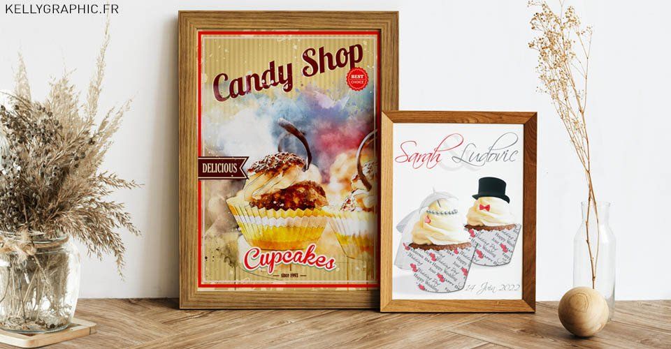 Faire-part mariage Coeur gâteau cupcake Faire-part mariage Coeur gâteau cupcake