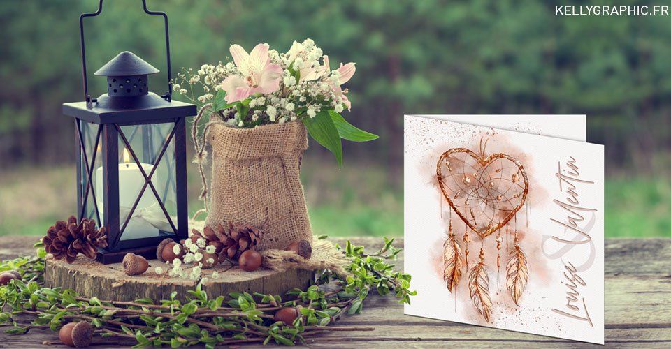 Faire-part mariage attrape rêves Faire-part mariage bohème chic