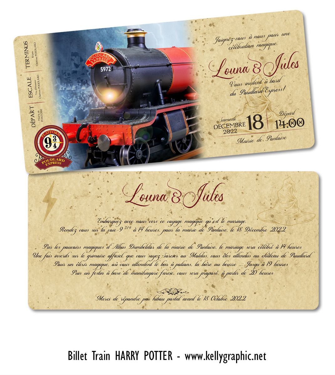 Faire-part de mariage Harry Potter Faire-part de mariage Harry Potter