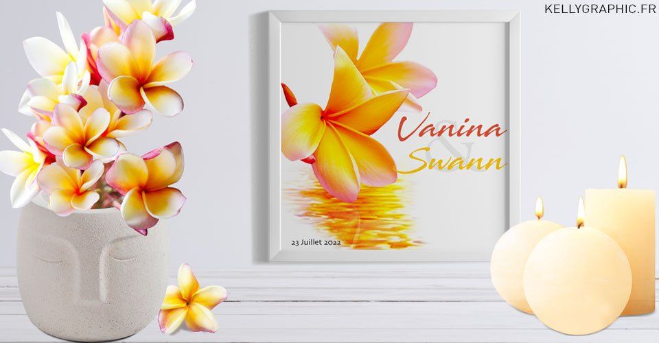 Faire-part mariage, floral, fleurs, bouquet, fleur de frangipannier Faire-part mariage, floral, fleurs, bouquet, fleur de frangipannier