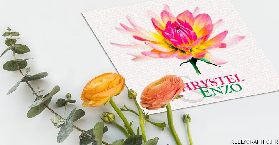 Faire-part mariage, floral, fleurs, dahlia Faire-part mariage, floral, fleurs, dahlia