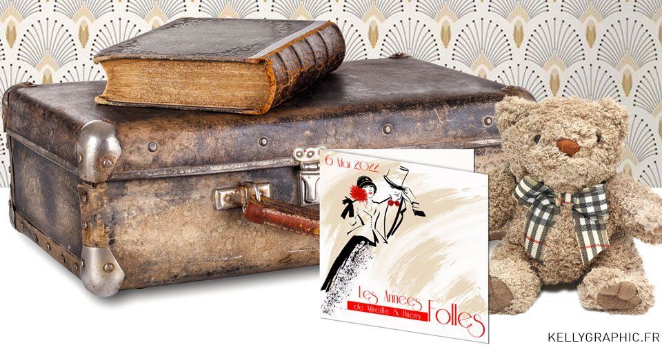 Faire-part mariage rétro, vintage, années folles, années 20 Faire-part mariage rétro, vintage, années folles, années 20