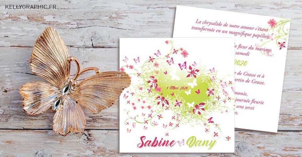 Faire-part mariage, enchanteur, papillons, fées, fantasy Faire-part mariage, enchanteur, papillons, fées, fantasy