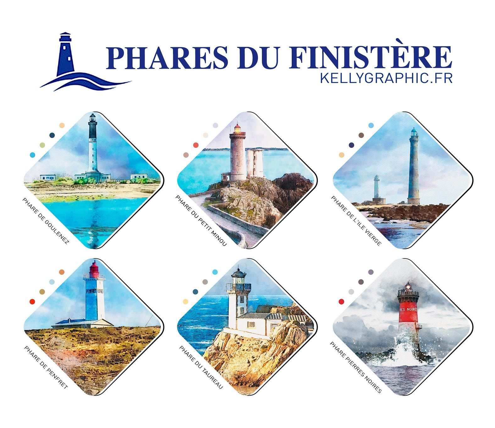 Aquarelle Phares Faire-part Mariage PHARES DU FINISTÈRE Aquarelle Phares Faire-part Mariage PHARES DU FINISTÈRE