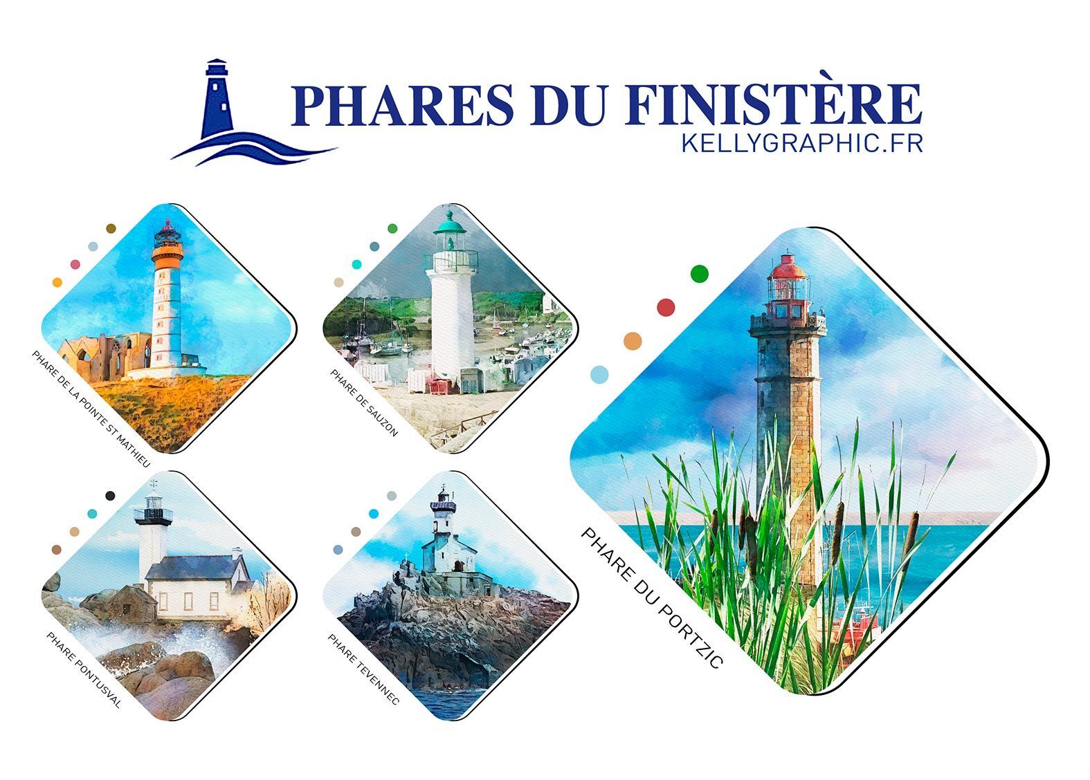 Aquarelle Phares Faire-part Mariage PHARES DU FINISTÈRE Aquarelle Phares Faire-part Mariage PHARES DU FINISTÈRE