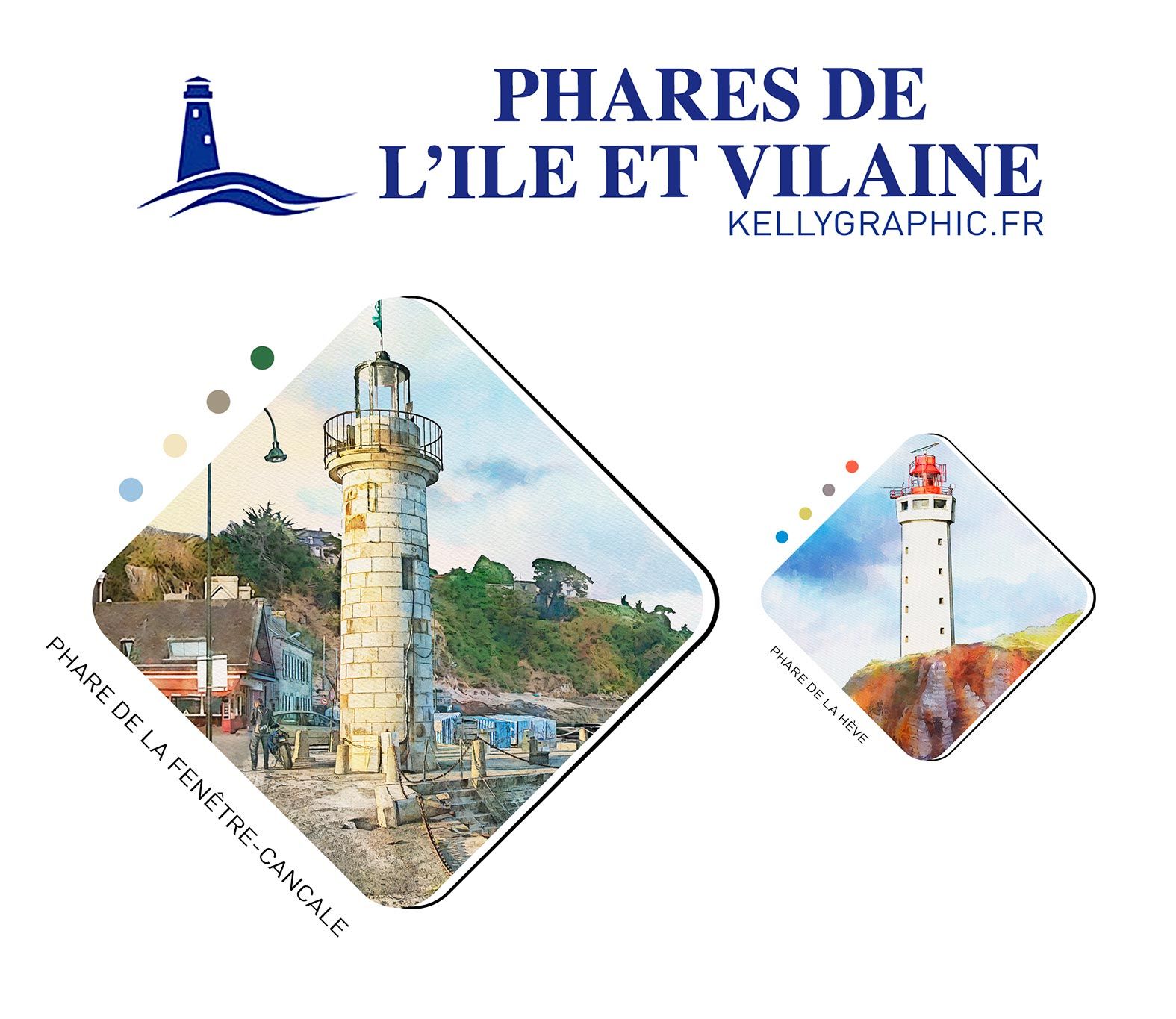 Aquarelle Phares Faire-part Mariage PHARES DE L'ILE ET VILAINE Aquarelle Phares Faire-part Mariage PHARES DE L'ILE ET VILAINE