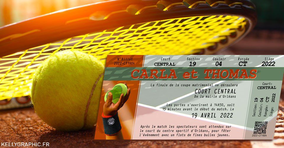 Faire-part mariage Tennis Faire-part mariage Tennis