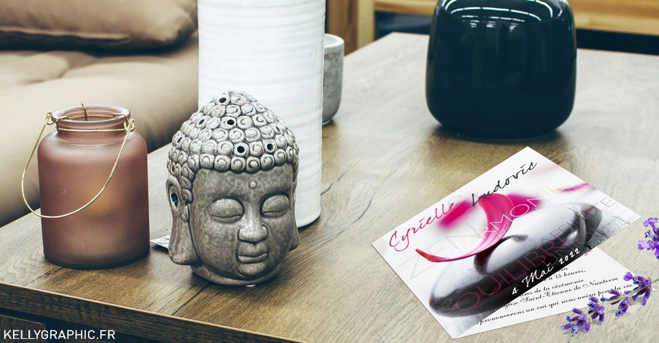 Faire-part mariage galet zen Faire-part mariage galet zen