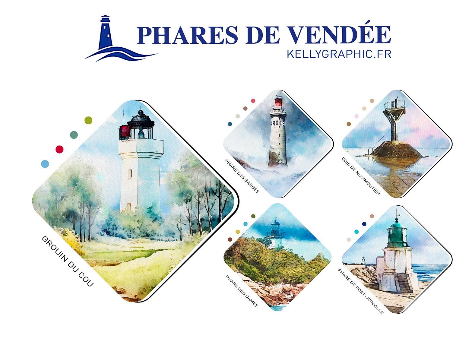 Aquarelle Phares Faire-part Mariage PHARES DE VENDÉE Aquarelle Phares Faire-part Mariage PHARES DE VENDÉE