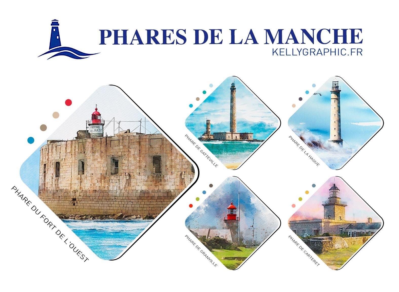 Aquarelle Phares Faire-part Mariage PHARES DE LA MANCHE Aquarelle Phares Faire-part Mariage PHARES DE LA MANCHE