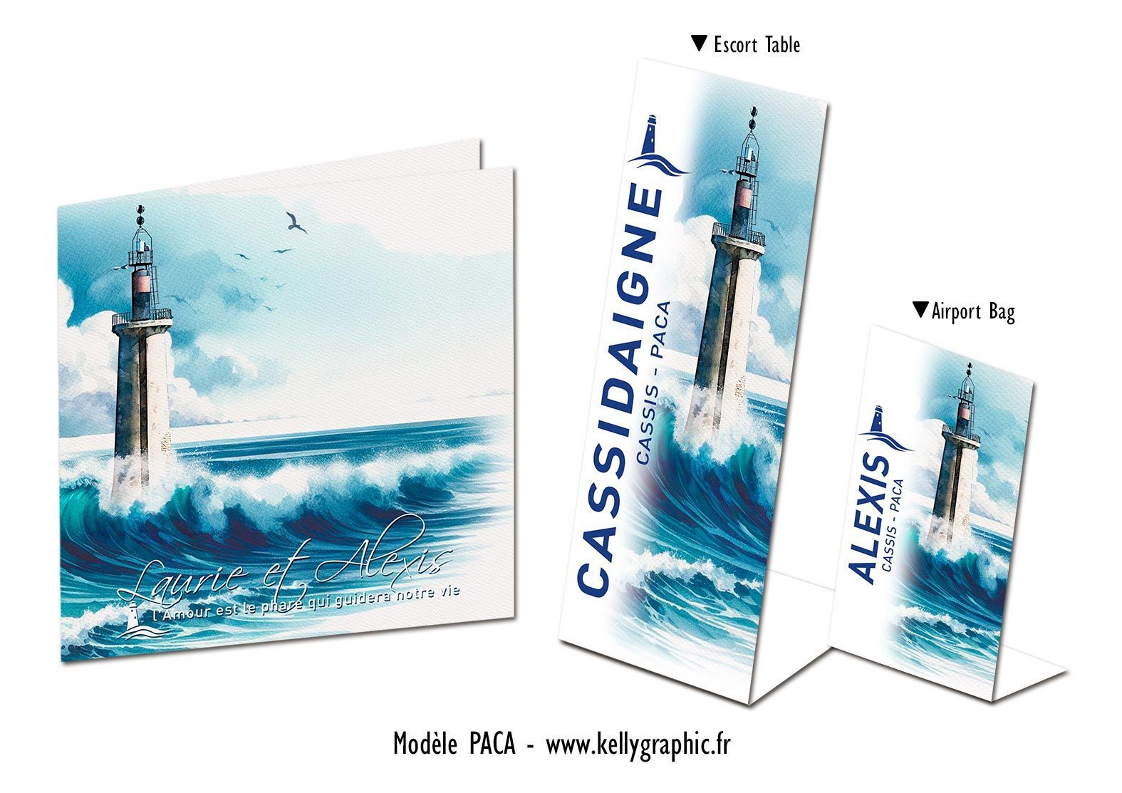 Aquarelle Phares Faire-part Mariage PACA Aquarelle Phares Faire-part Mariage PACA