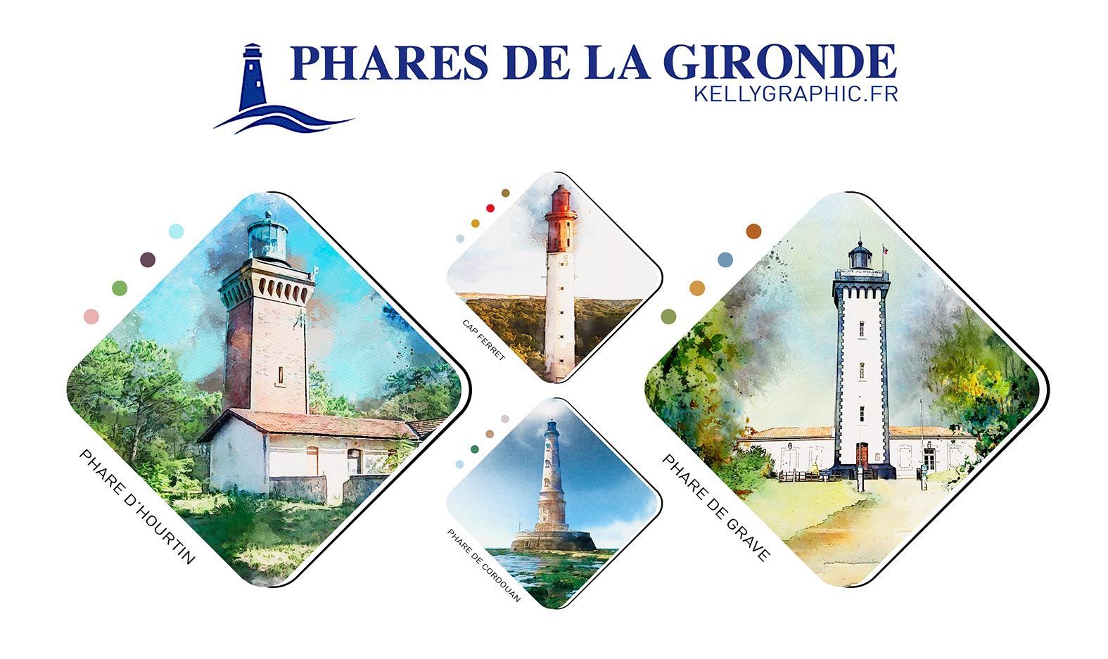 Aquarelle Phares Faire-part Mariage PHARES DE Gironde Aquarelle Phares Faire-part Mariage PHARES DE Gironde
