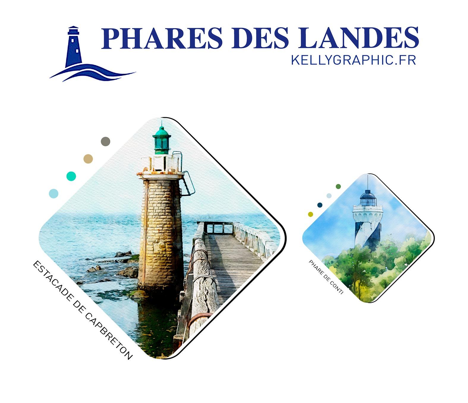 Aquarelle Phares Faire-part Mariage PHARES Landes Aquarelle Phares Faire-part Mariage PHARES Landes