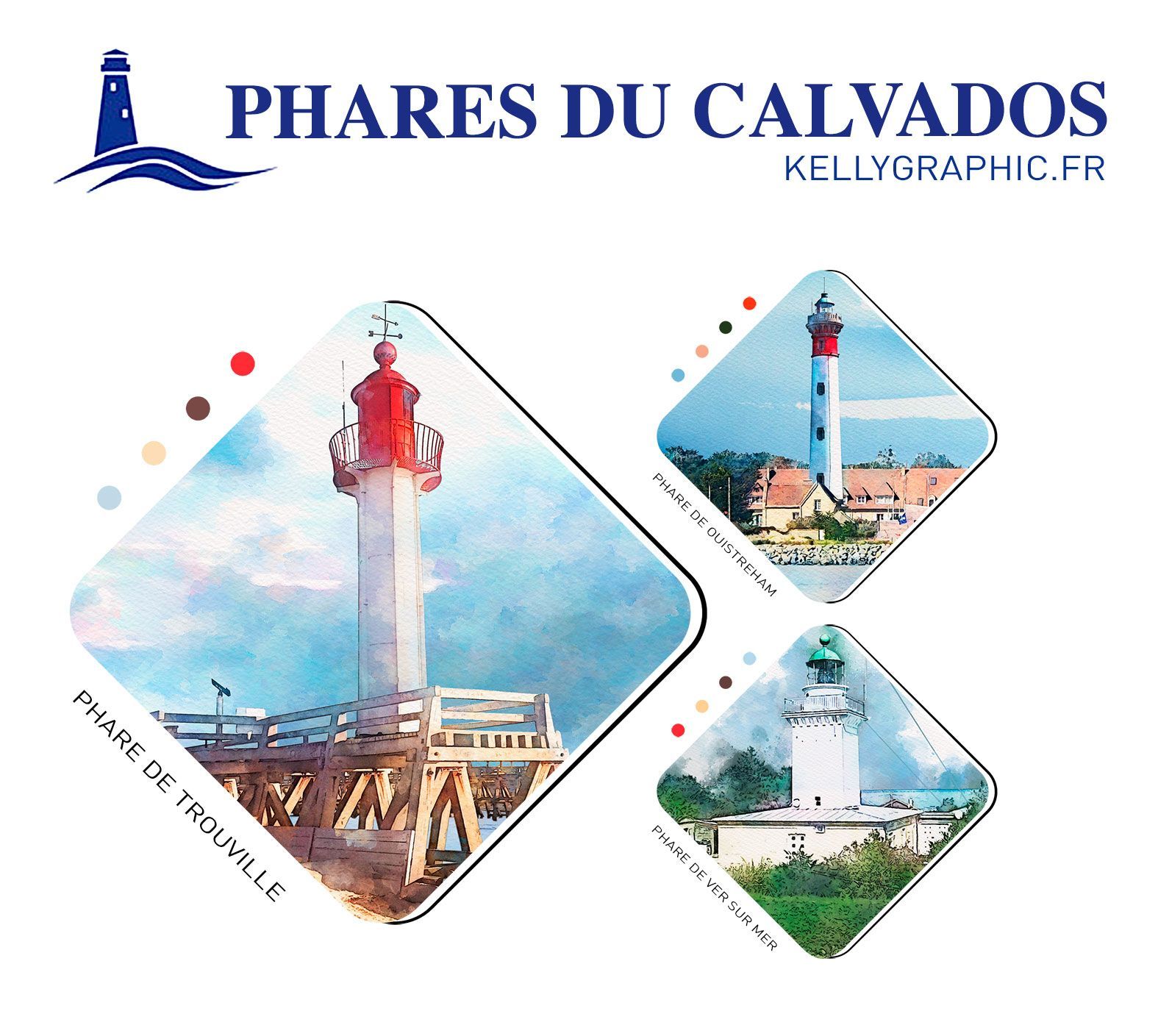 Aquarelle Phares Faire-part Mariage PHARES DU CALVADOS Aquarelle Phares Faire-part Mariage PHARES DU CALVADOS