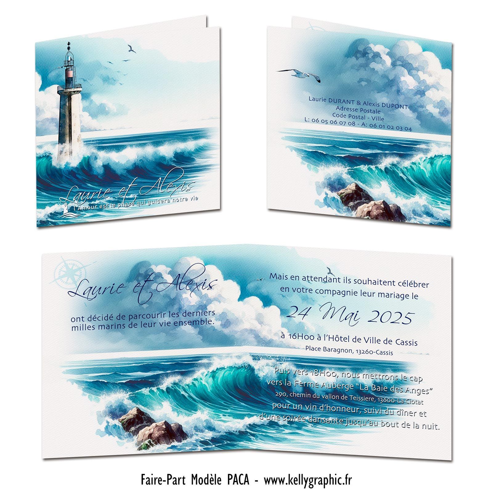 Aquarelle Phares Faire-part Mariage PACA Aquarelle Phares Faire-part Mariage PACA