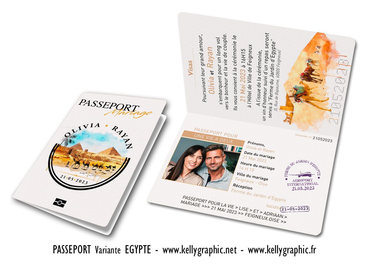 Faire-part mariage, Passeport Egypte Faire-part mariage, Passeport Egypte