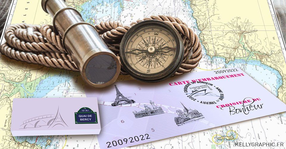Faire-part mariage voyage billet bateau croisière carte embarquement Faire-part mariage billet bateau croisière