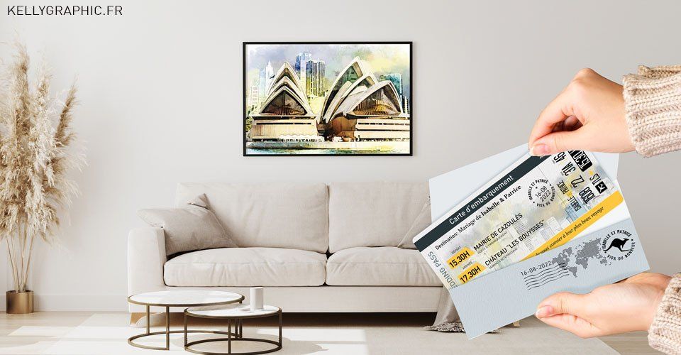 Faire-part mariage carte embarquement Faire-part mariage billet avion