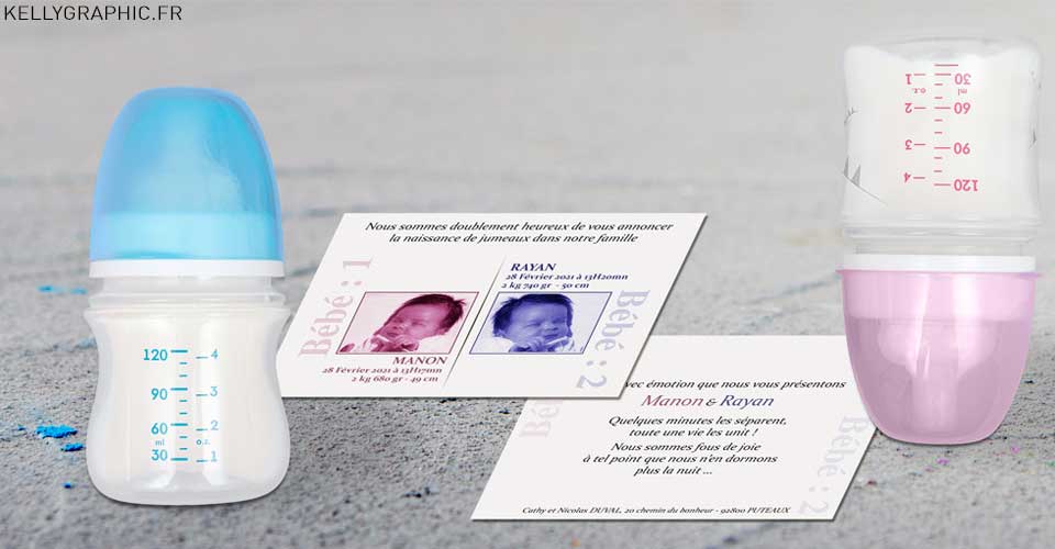 Faire-part naissance bébé jumeaux Faire-part naissance bébé jumeaux