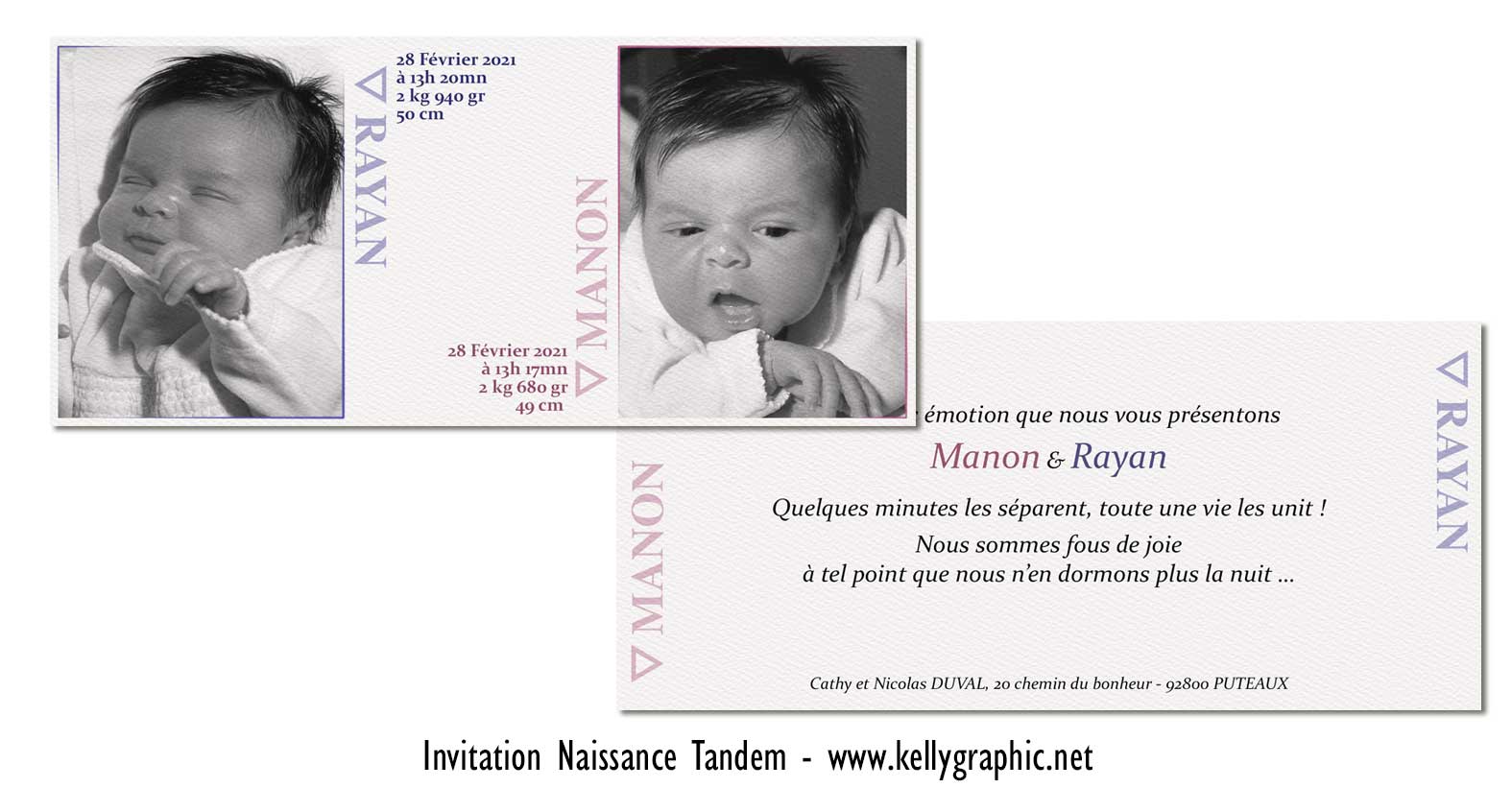 Faire-part naissance bébé jumeaux Faire-part naissance bébé jumeaux