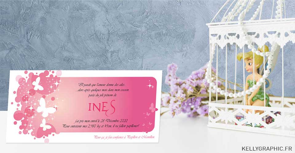 Faire-part naissance bébé papillons Faire-part naissance bébé papillons