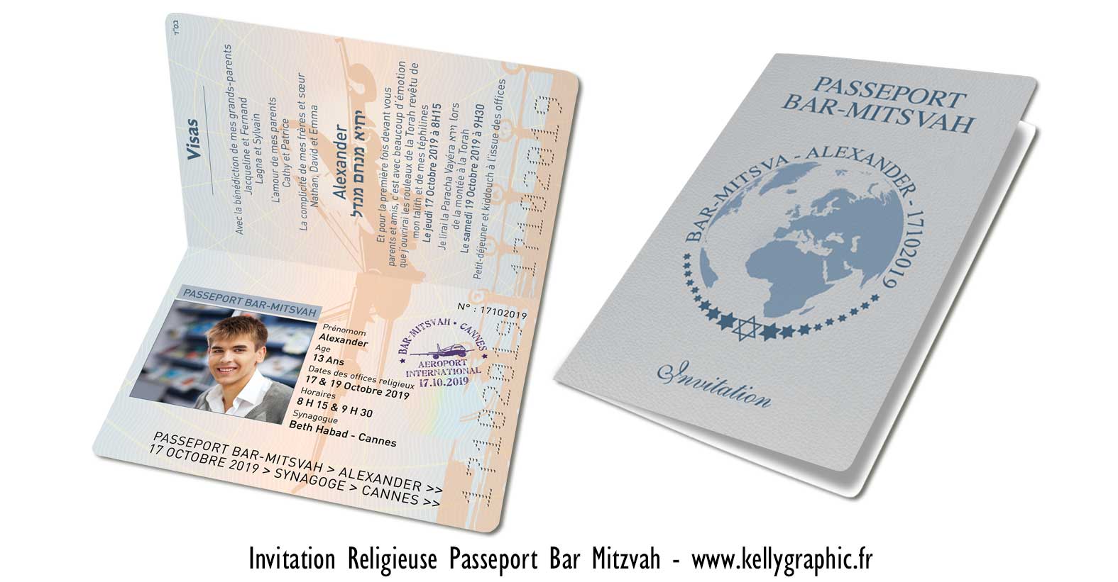 Invitation voyage Bar Bat Mitzvah Faire-part religieux invitation Instagram Bar Mitzvah ou Bat Mitzvah voyage passeport