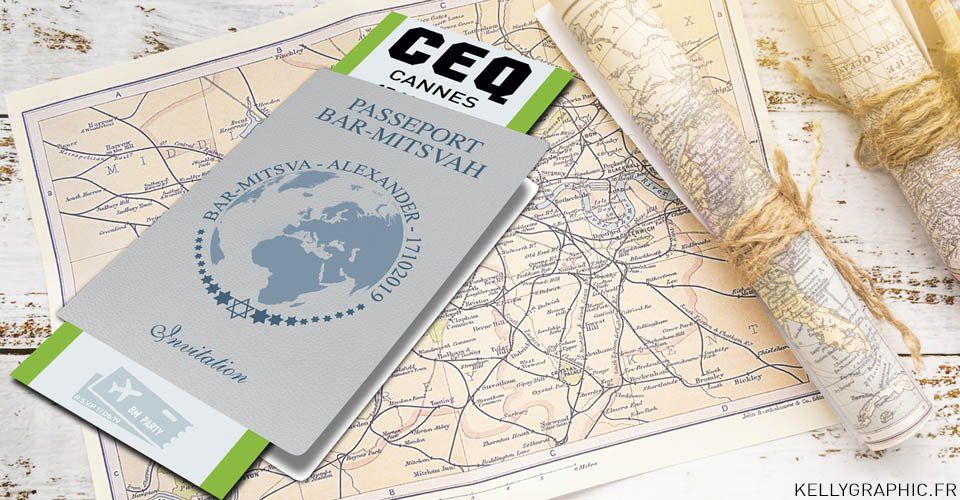 Invitation passeport Bar Bat Mitzvah Faire-part religieux invitation Instagram Bar Mitzvah ou Bat Mitzvah voyage passeport