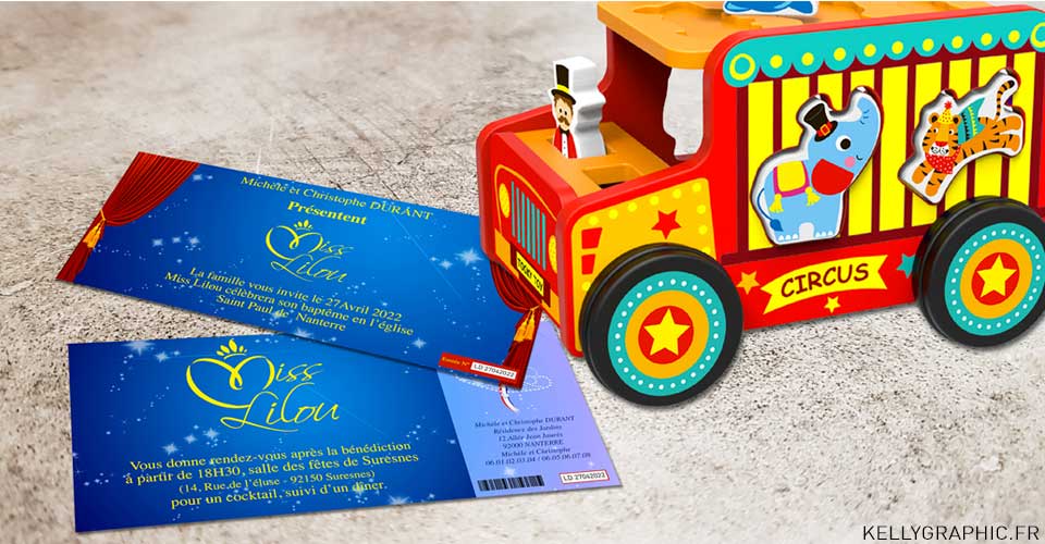 Faire-part religieux baptême cirque Faire-part religieux baptême cirque