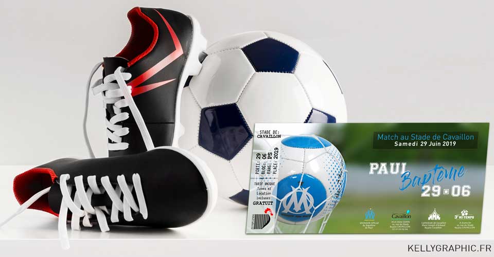 Faire-part religieux baptême foot Faire-part religieux baptême foot