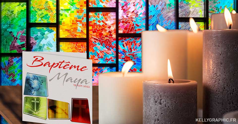 Faire-part religieux baptême vitrail Faire-part religieux baptême vitrail