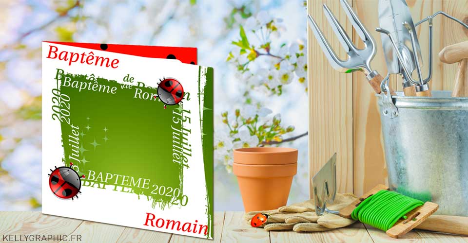Faire-part baptême coccinelle Faire-part baptême coccinelle
