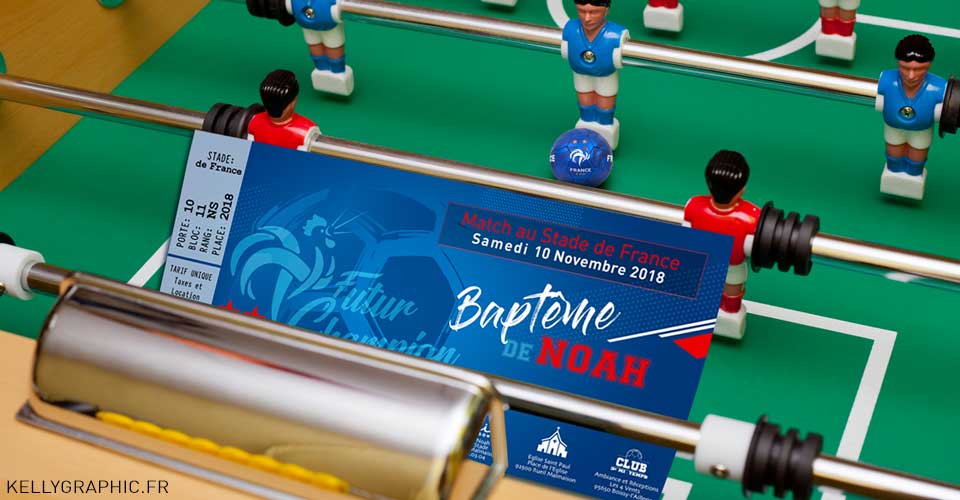 Faire-part religieux baptême foot Faire-part religieux baptême foot