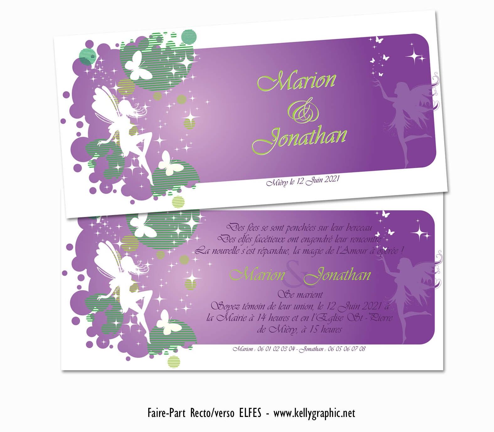 Faire-part mariage Elfes Faire-part mariage Fées Disney