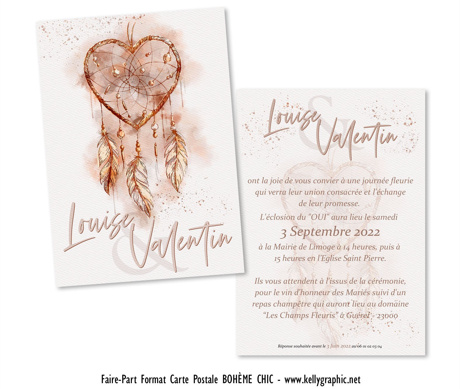 Faire-part Mariage Bohème Chic Faire-part Mariage Bohème Chic