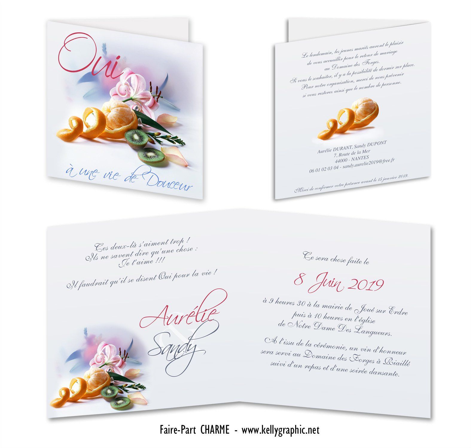 Faire-part Mariage Fruits Amour Coeur Faire-part Mariage Fruits Amour Coeur