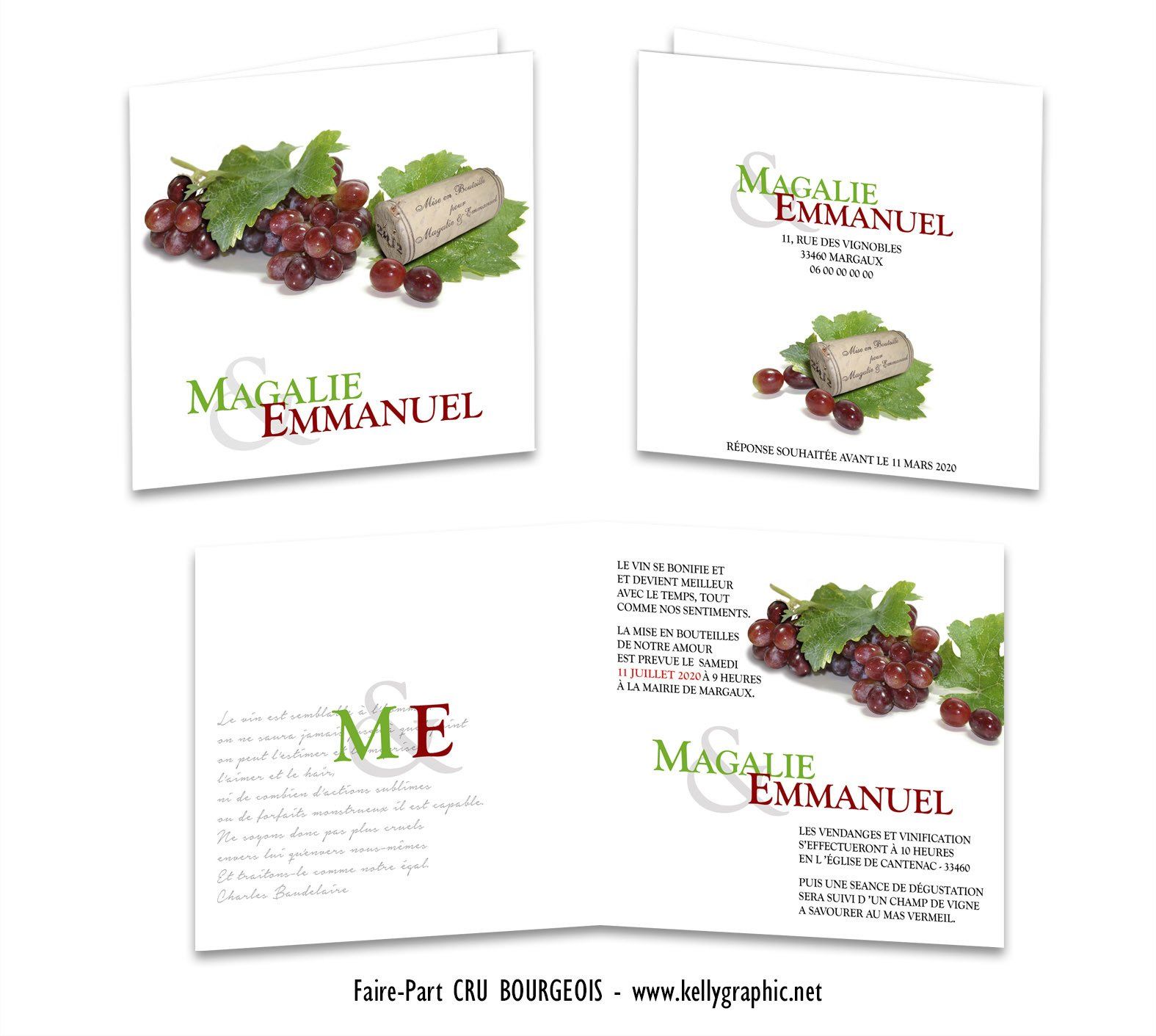 Faire-part Mariage cru bourgeois vin Faire-part Mariage cru bourgeois vin