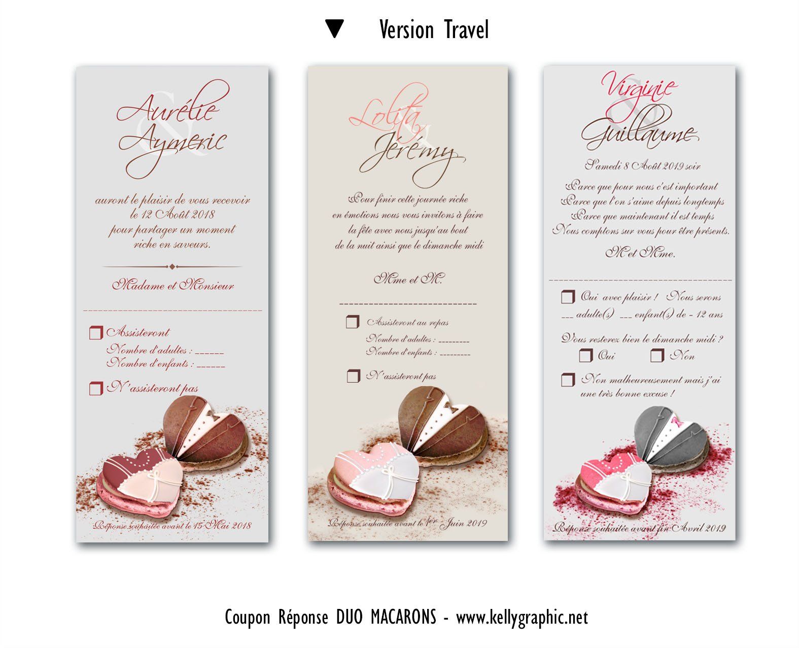 Coupon Réponse Mariage, Coeur Macarons Coupon Réponse Mariage, Coeur Macarons