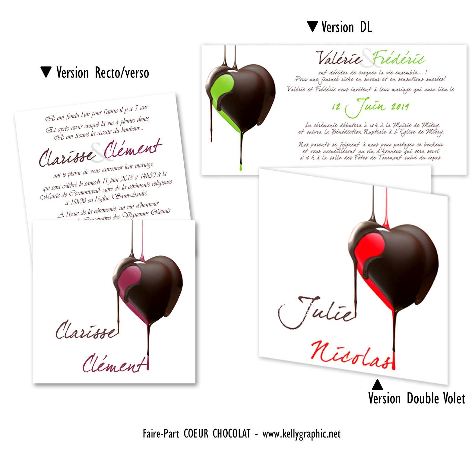 Faire-part Mariage coeur chocolat Faire-part Mariage coeur chocolat