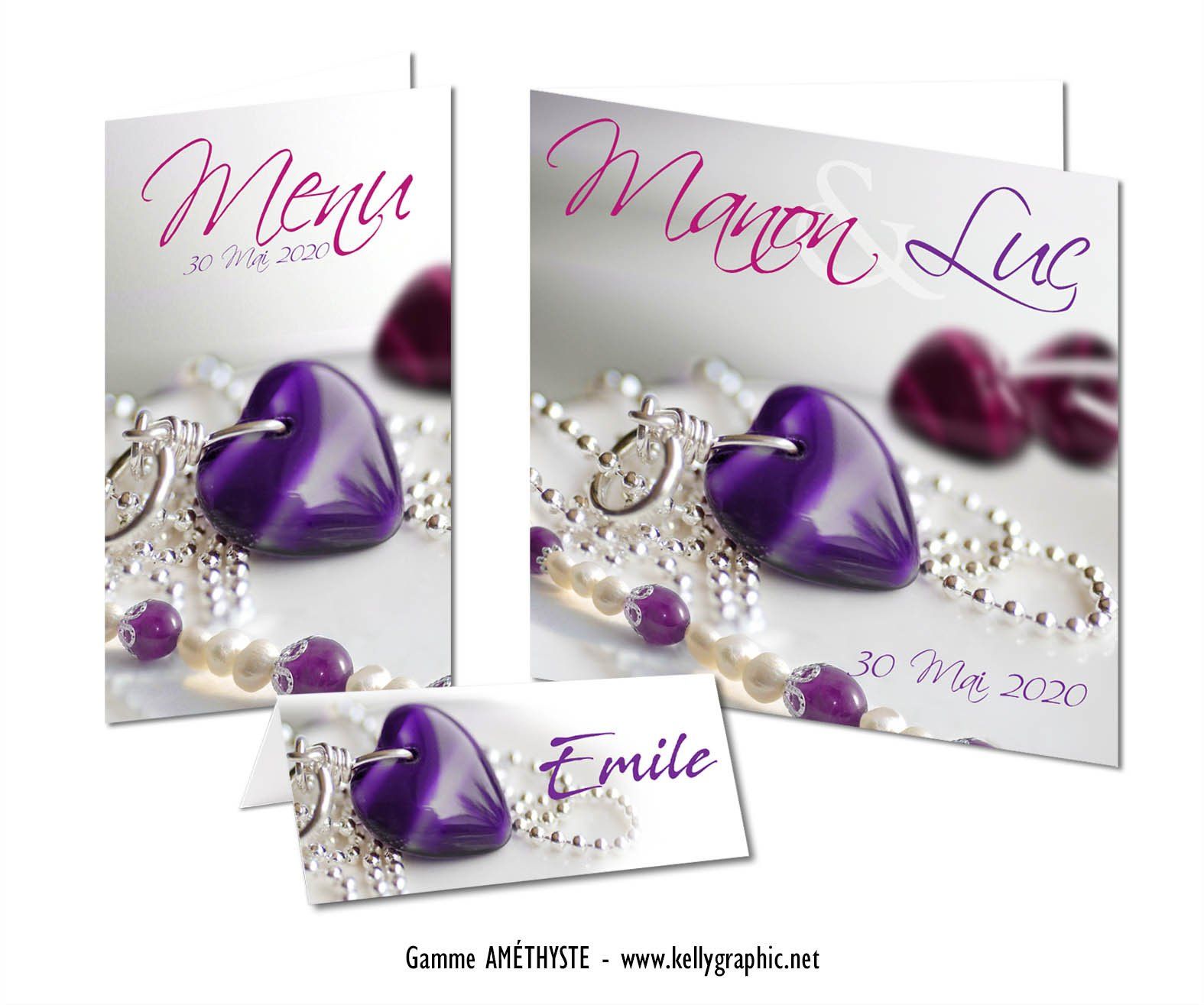 Faire-part mariage Améthyste Pierre Précieuse Faire-part mariage Améthyste Pierre Précieuse