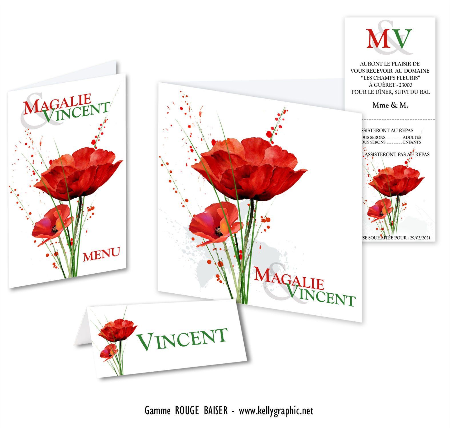 Faire-part Mariage coquelicots Faire-part Mariage coquelicots