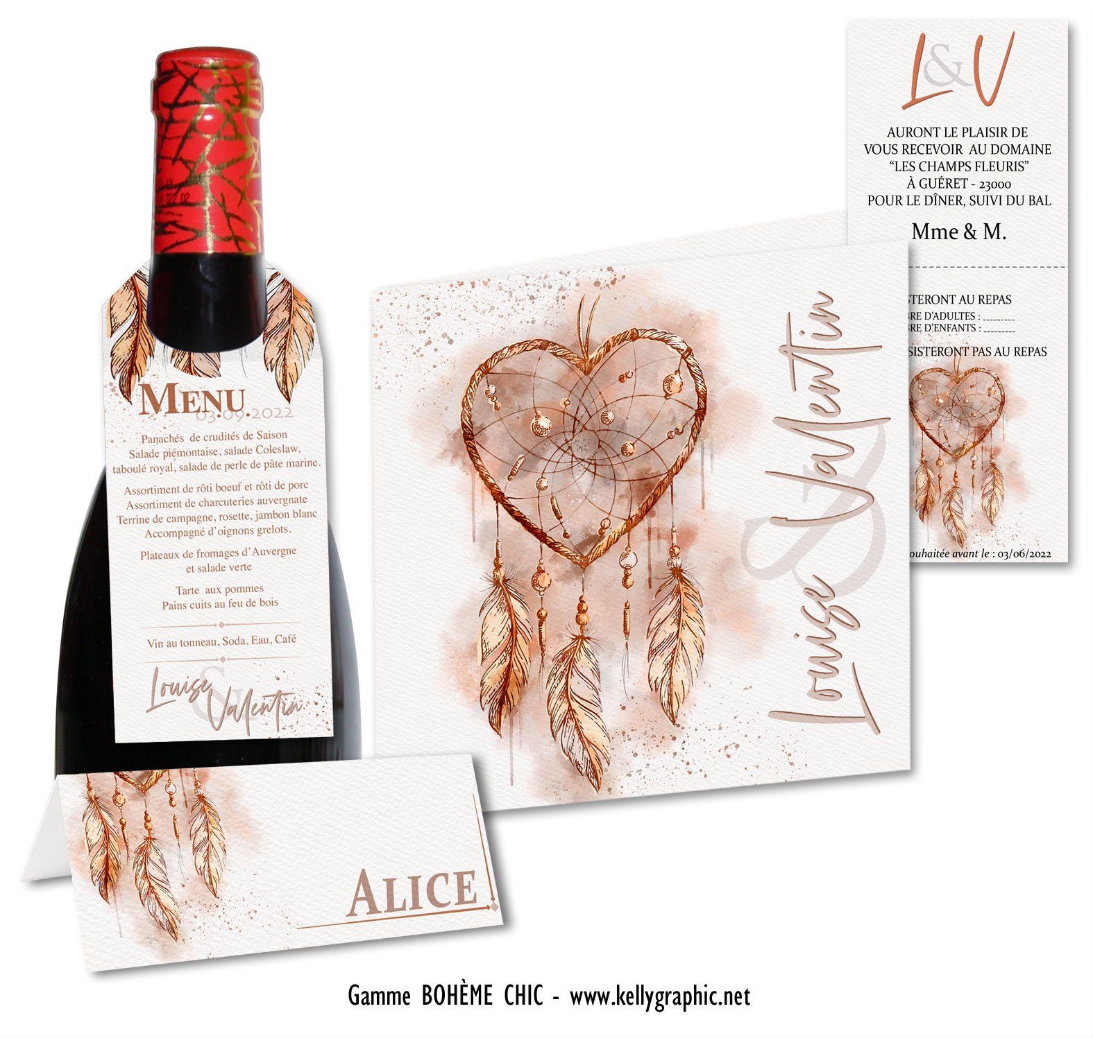 Faire-part Mariage Bohème Chic Faire-part Mariage Bohème Chic