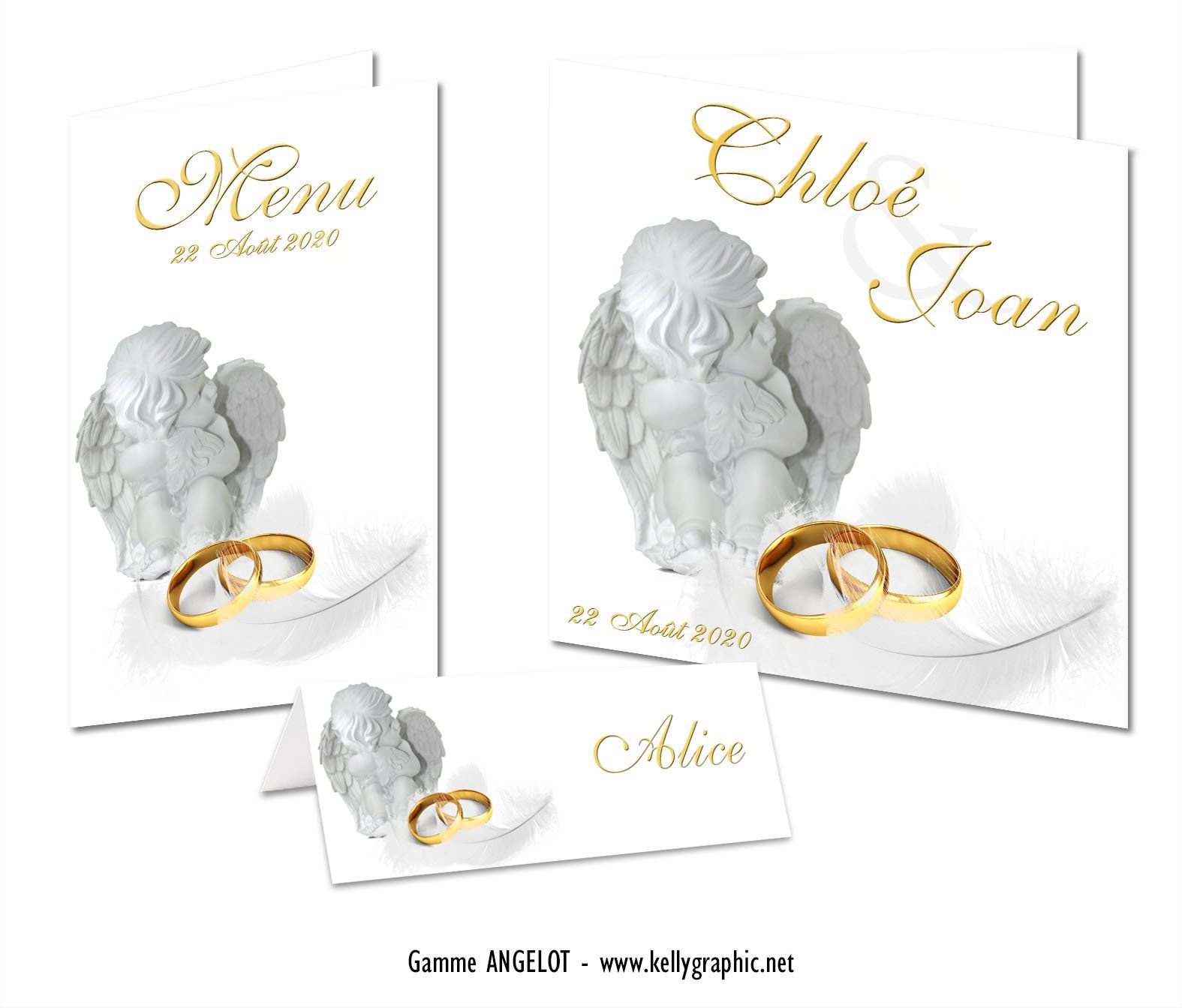 Faire-part mariage Ange plumes Faire-part mariage Ange plumes