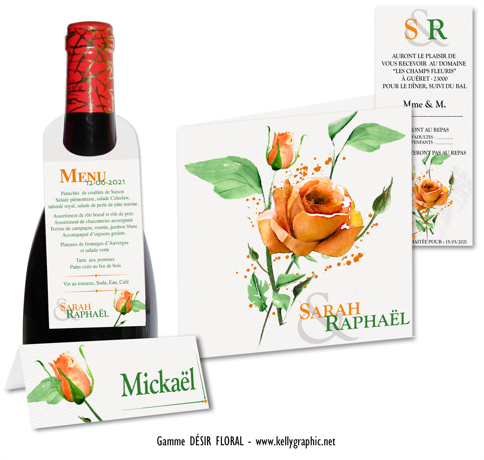 Faire part mariage fleurs : Rose Aquarelle Faire part mariage fleurs : Rose Aquarelle