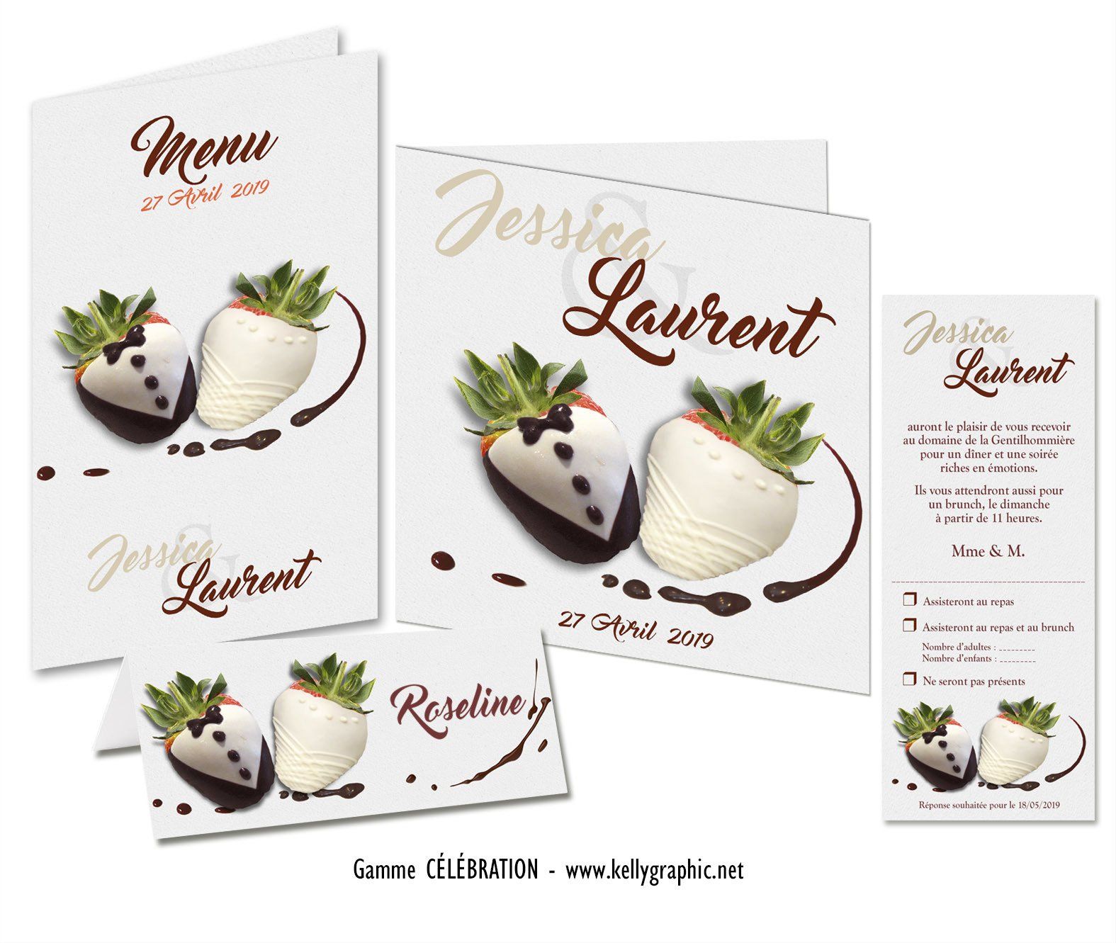 Faire-part mariage fraise chocolat Faire-part mariage fraise chocolat