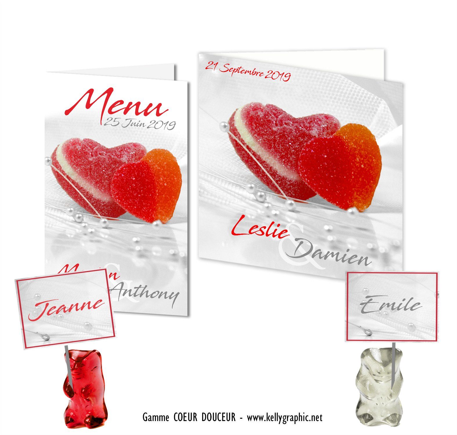 Faire-part Mariage pâte de fruits Faire-part Mariage coeur bonbon pâte de fruits