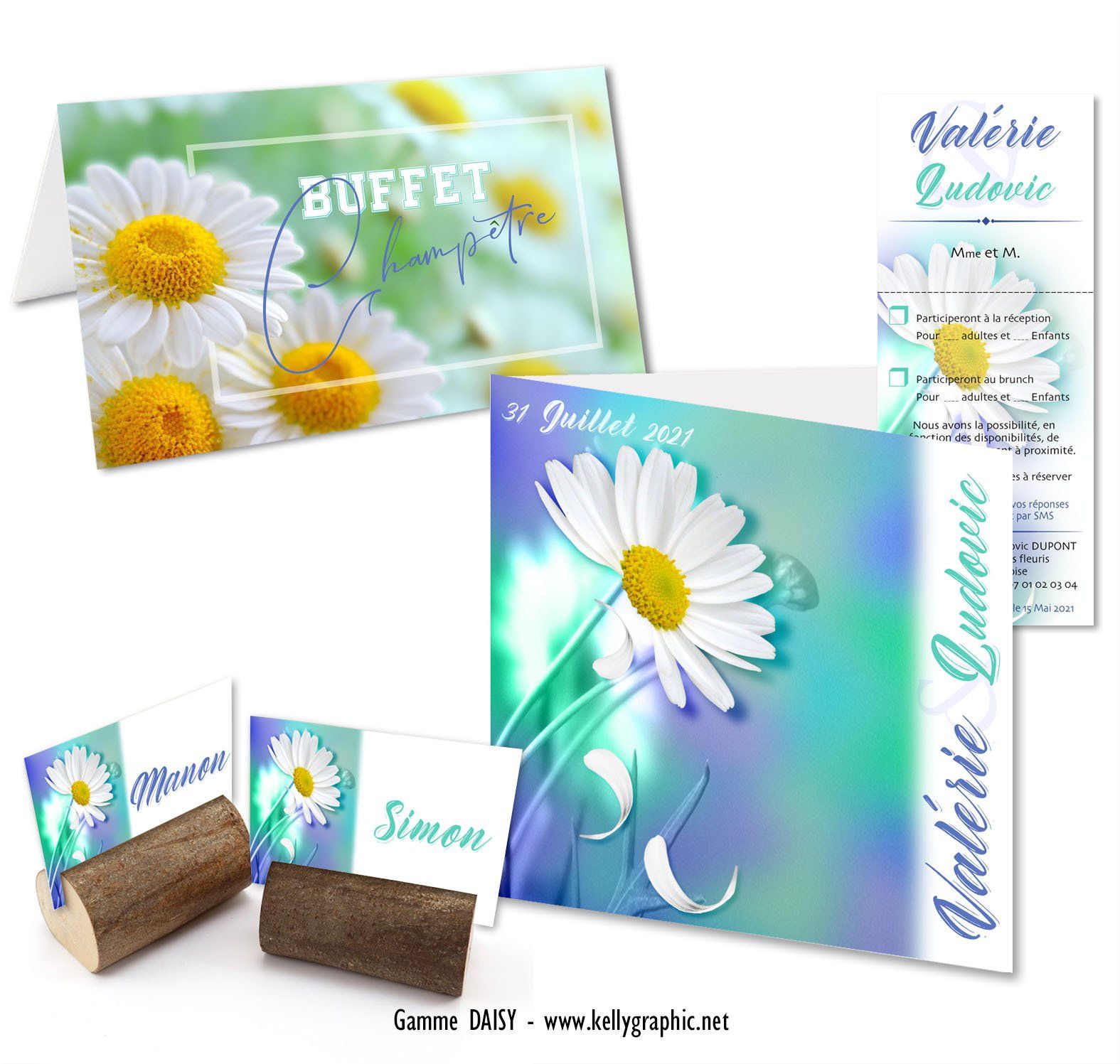 Faire-part Mariage pâquerette Faire-part Mariage pâquerette