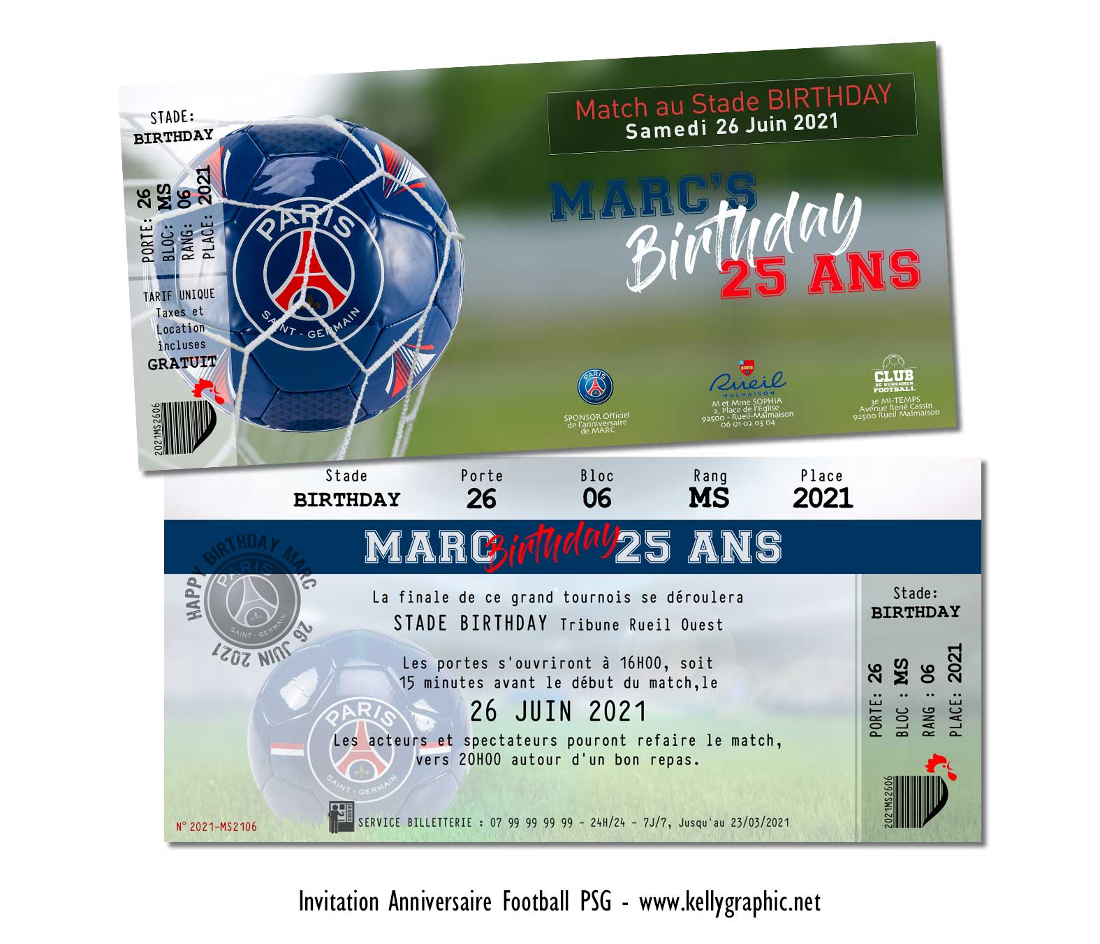 carte anniversaire foot psg Invitation, carte cartons anniversaire Ado Adultes Enfants foot psg