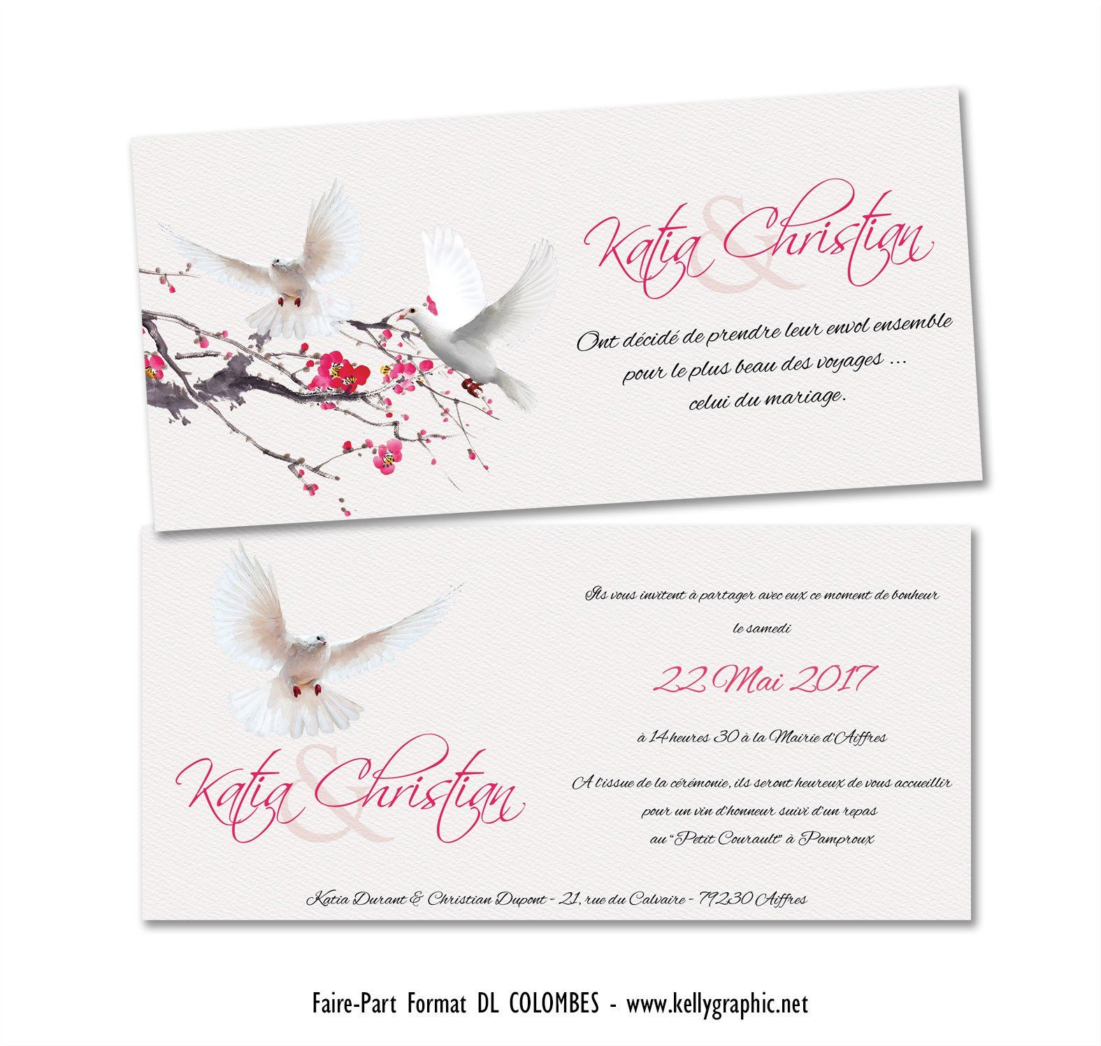 Faire-part Mariage Colombes Faire-part Mariage Colombes