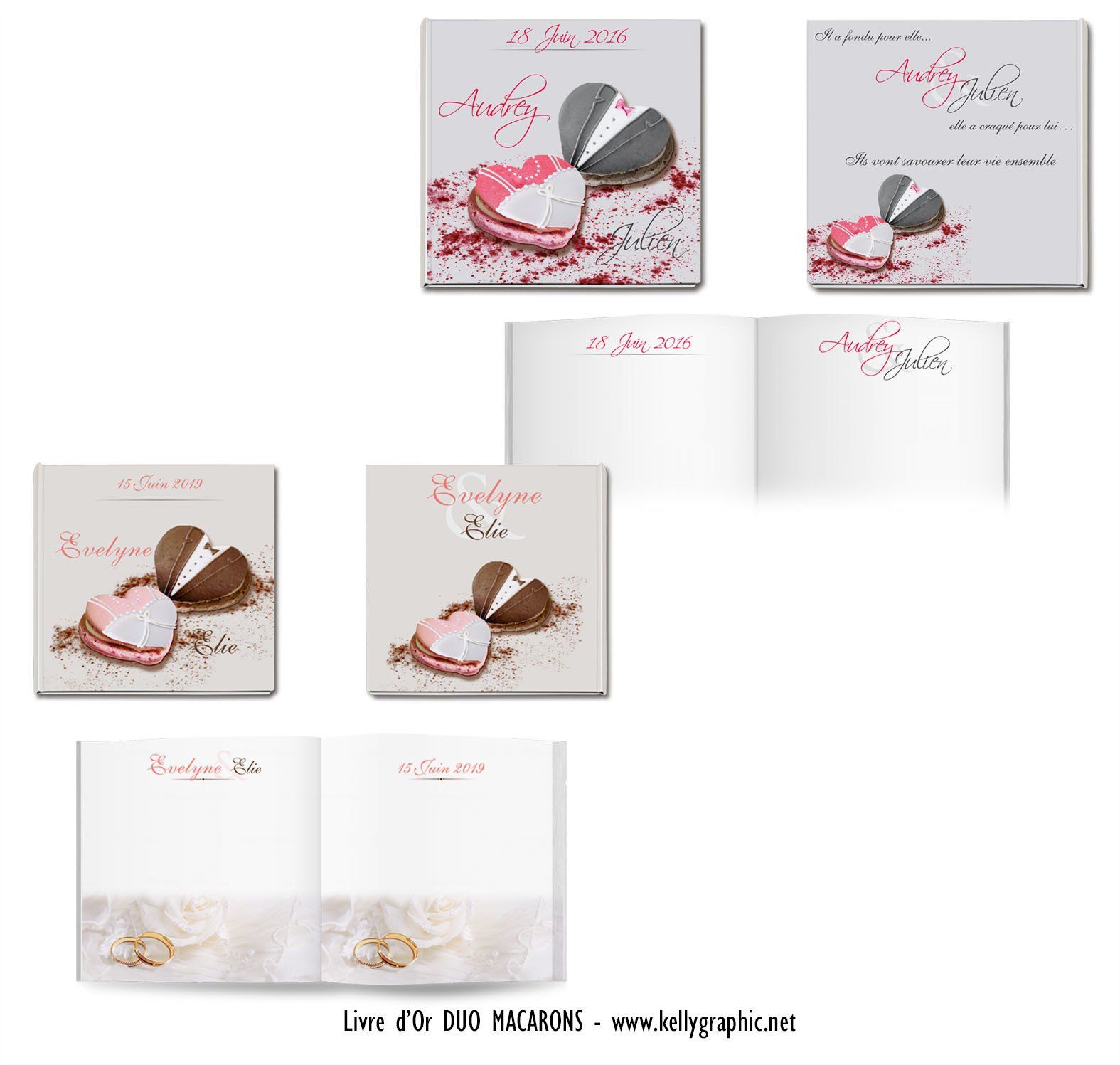 Livre d'Or Mariage, Coeur Macarons Livre d'Or Mariage, Coeur Macarons